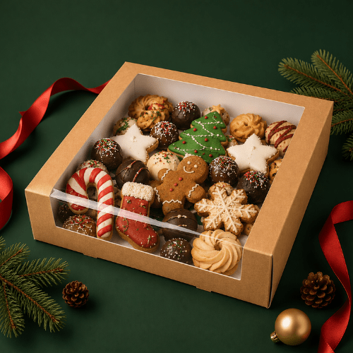 Kraft gebaksdoos - 30x30x9 (10 st) - Cupcakedozen.nl