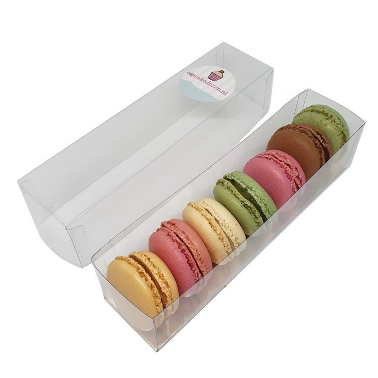 Glanzend wit macaron doosje met transparant deksel - 9 vakjes Glanzend wit macaron doosje met transparant deksel - 9 vakjes
