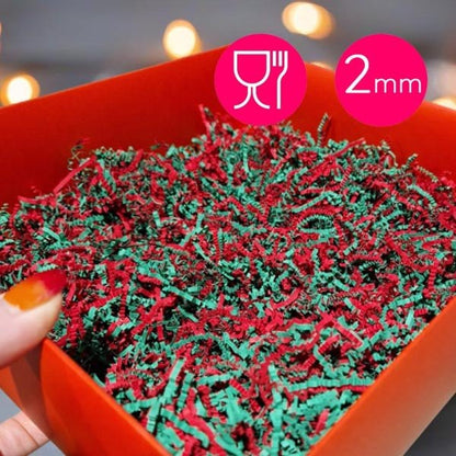 Opvulmateriaal fijn - mix rood/groen (1 kg) - Cupcakedozen.nl