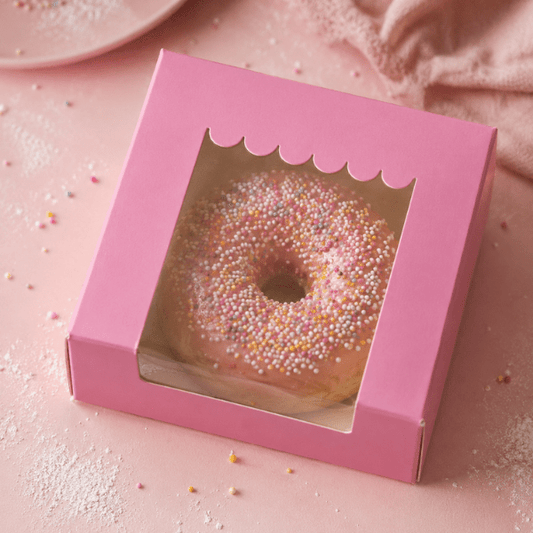Roze donutdoosje - luifel (25 st) - Cupcakedozen.nl