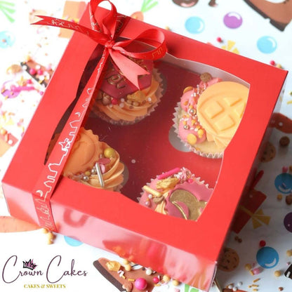 Rode doos voor 4 cupcakes (25 st.) - Cupcakedozen.nl