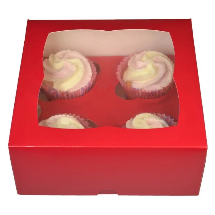 Rode doos voor 4 cupcakes (25 st.) - Cupcakedozen.nl