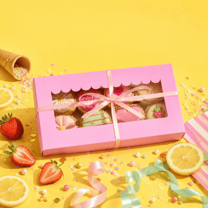 Roze sweet box 23x12,5x5 - luifel (10 st) - Cupcakedozen.nl