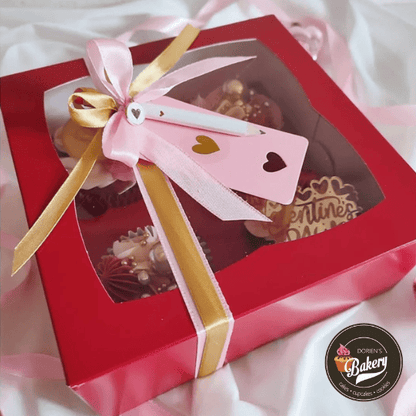 Rode doos voor 4 cupcakes (25 st.) - Cupcakedozen.nl